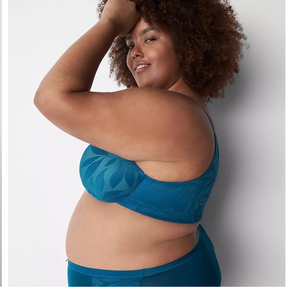 Cacique invisible lace back smoother teal full coverage underwire bra 42DD. C3 - Picture 4 of 11